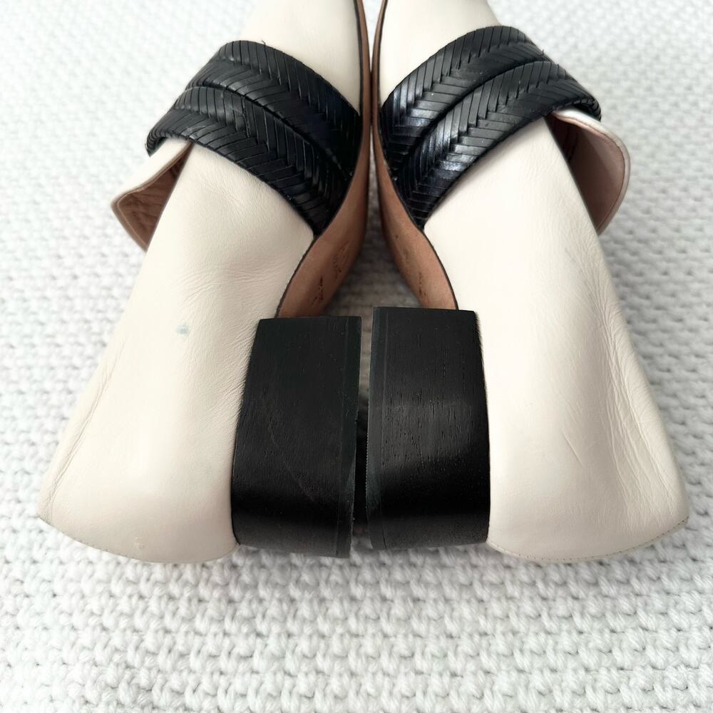 AD & Daughter Ivory Black Woven Band Corya Keeper Low Black Heel Loafer 6.5 - Picture 4 of 12